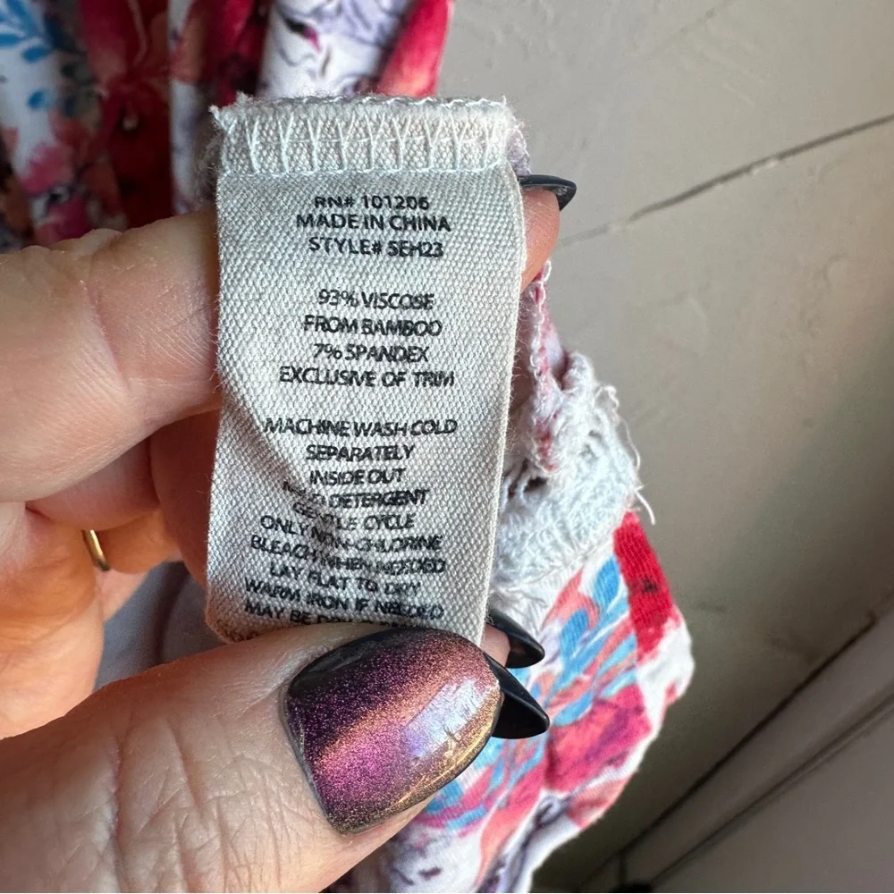 Soft Bamboo Knit Floral Lounge Dress Comfy Casual Cottagecore Soft Girl Stretchy